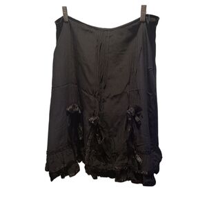 Silkland 100% Silk Black Ruffled Skirt With Bow Details Size 10